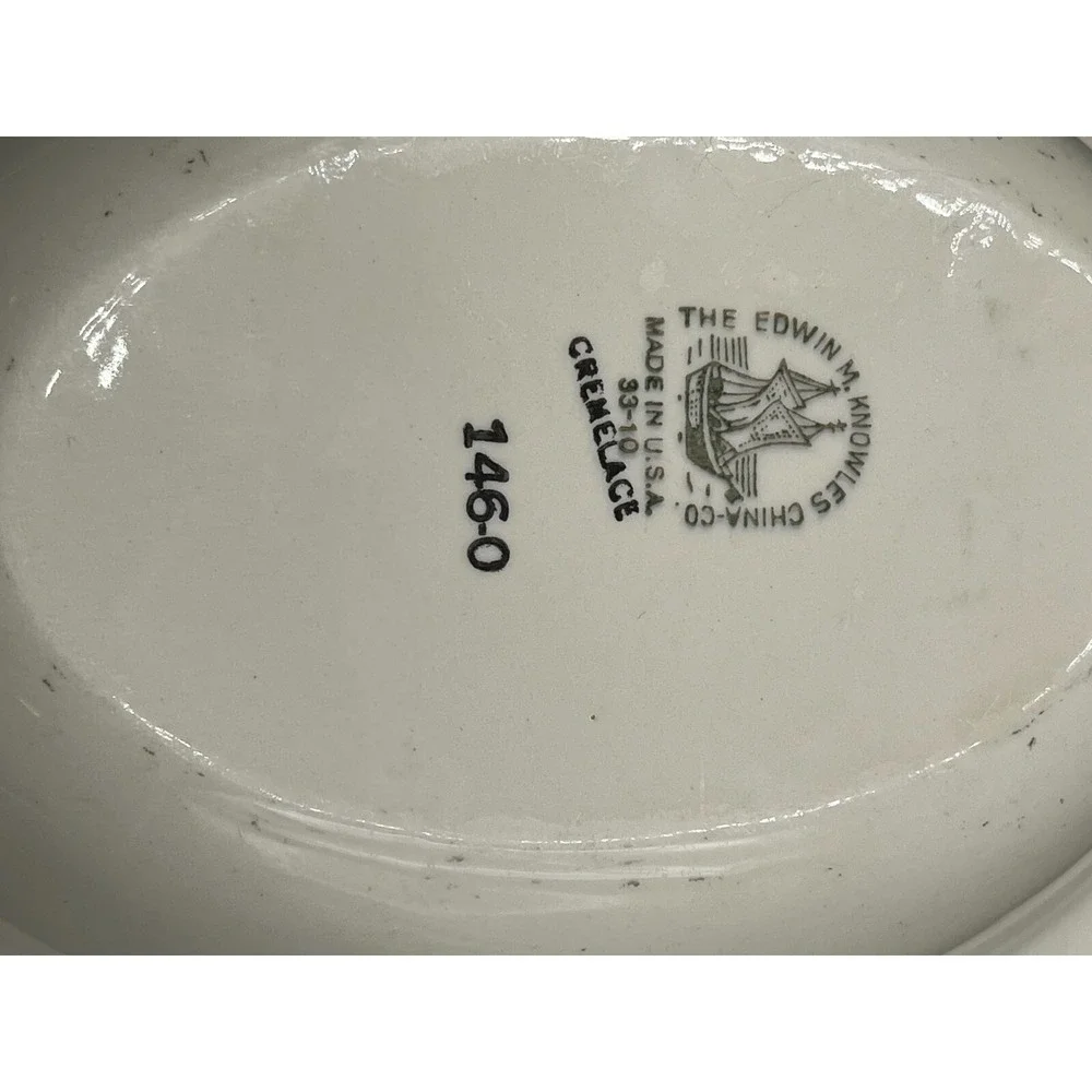 VINTAGE Edwin M‎ Knowles China Co USA CremeLace Serving Bowl. Marked 1933